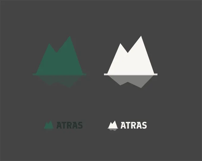 The ATRAS logo: two mountain peaks reflected in a lake